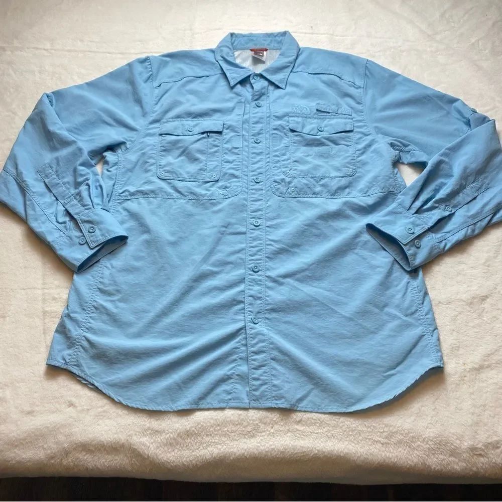 The North Face Light Blue Horizon Cypress Woven Shirt Size Large